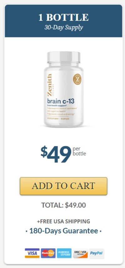 Brain C-13 1 bottle natural cognitive support supplement price